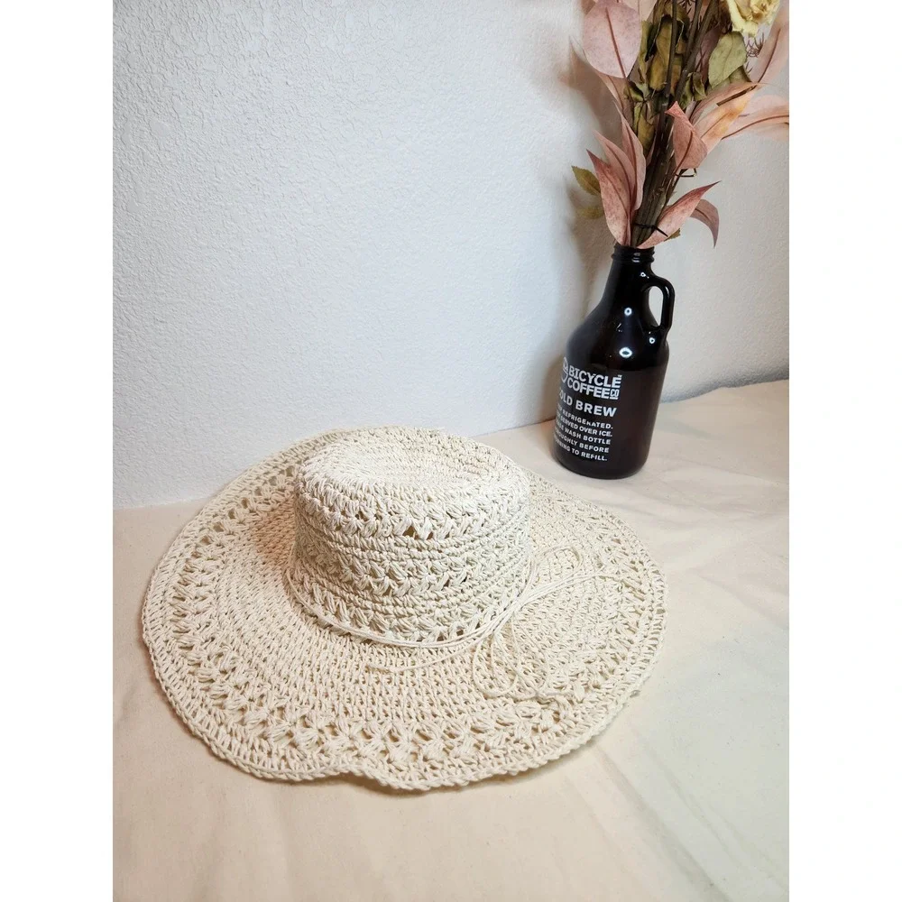 Scala Collezione Woven‎ Toyo Straw Sun Hat Wide Brim Summer Beach OS